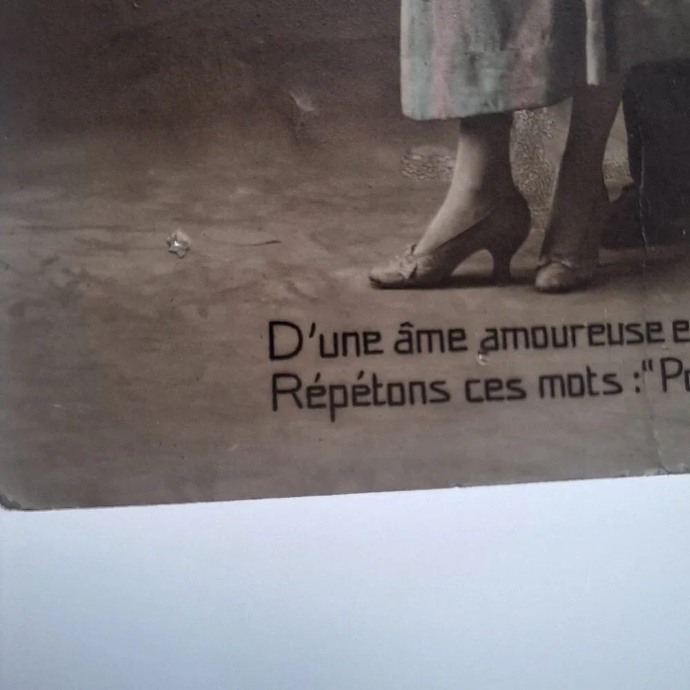 French‎ Romantic Soldier Postcard 1919 Colorized Artwork Sentimental Antique